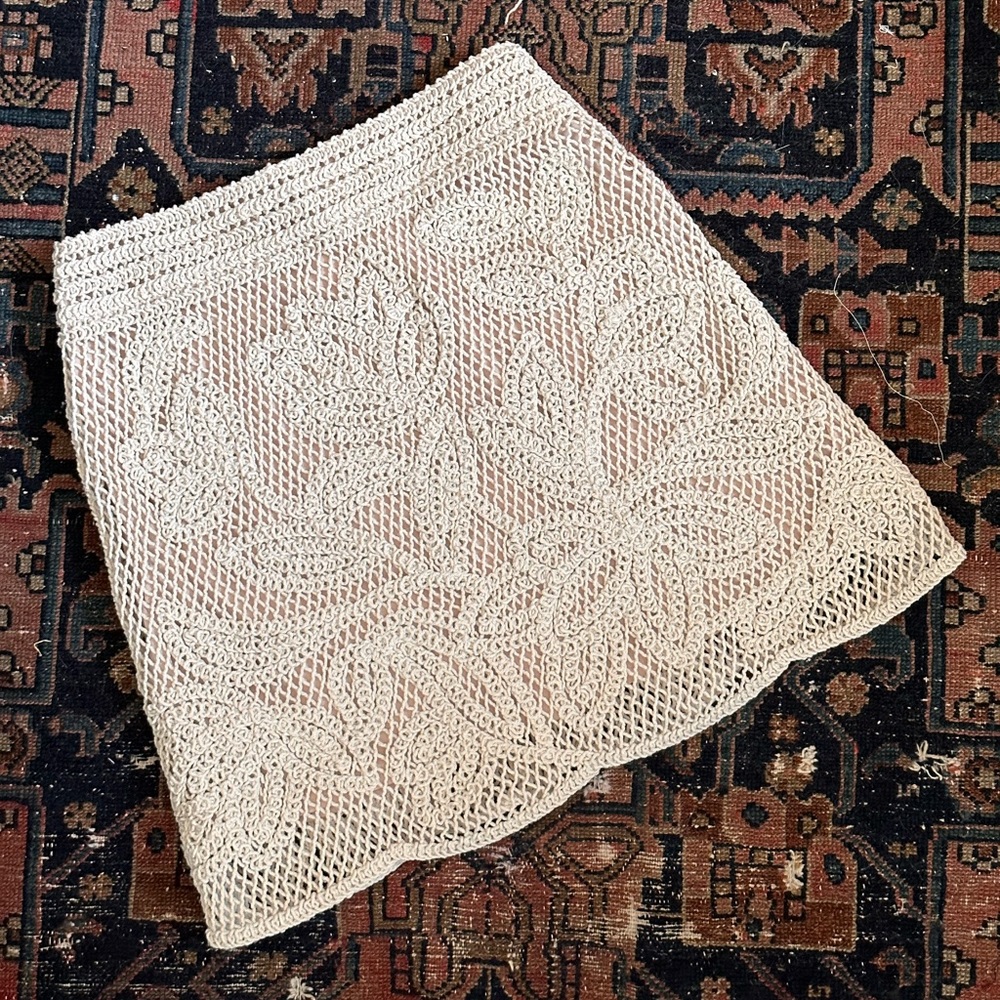 Skies are Blue- Cream Knit Skirt (New With Tags, Size Small)